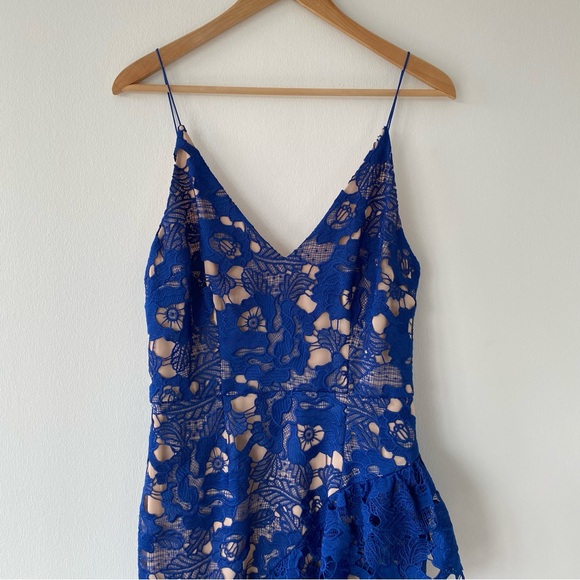 NWT Cooper St Lace Sky Beauty V-Neck Flounce Ruffle Midi Cocktail Dress - Picture 6 of 14